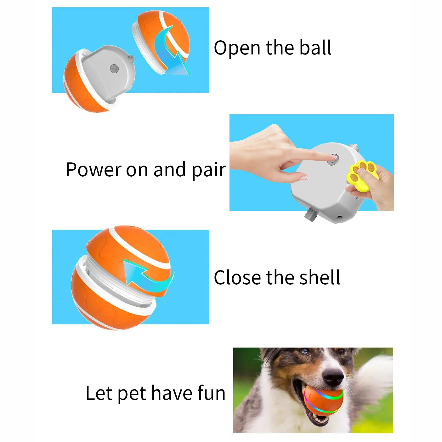 2025 Newly Upgraded Pet Droid Interactive Dog Toy Dog Ball Durable Motion Activated Automatic Rolling Ball Toys USB Rechargeable