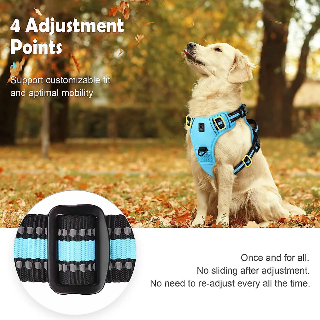 No-Pull Reflective Dog Harness – Adjustable Soft Padded Vest with Easy Control Handle