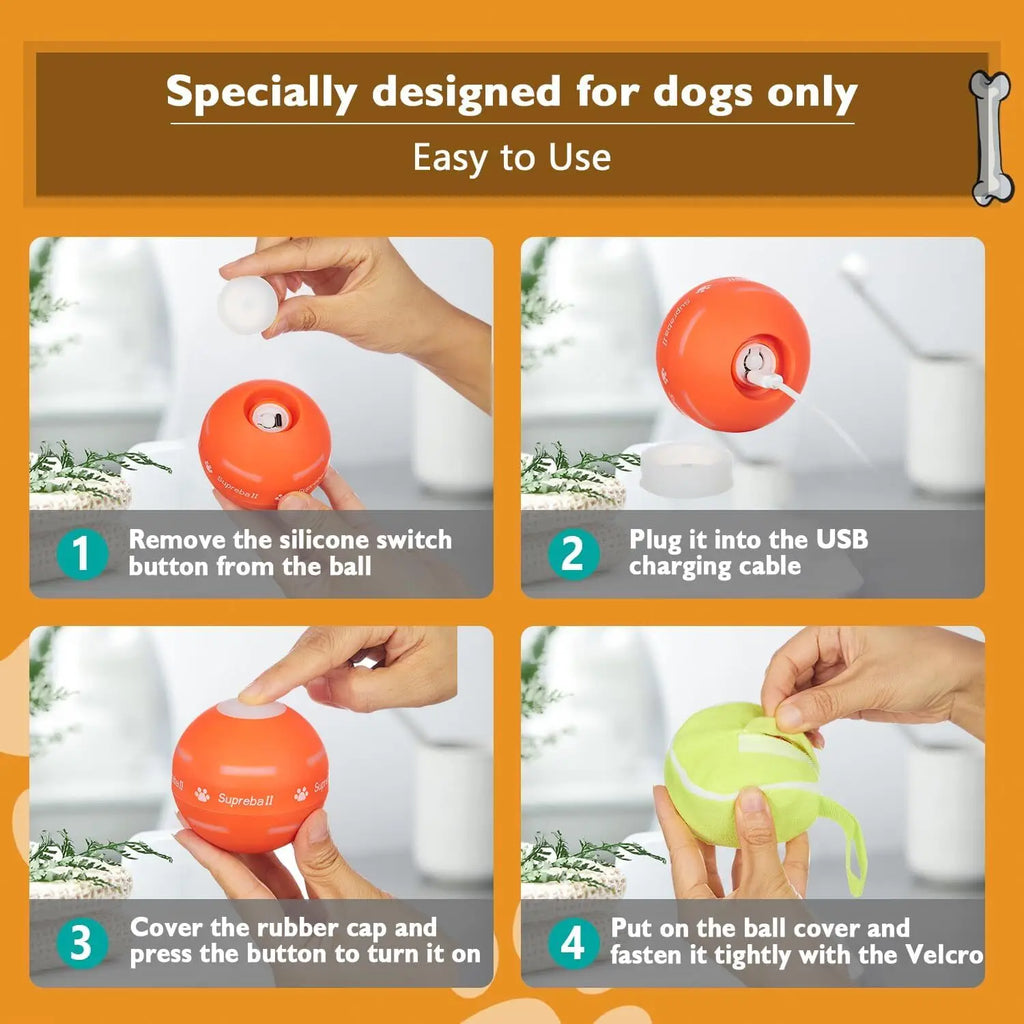 2025 Newly Upgraded Pet Droid Interactive Dog Toy Dog Ball Durable Motion Activated Automatic Rolling Ball Toys USB Rechargeable