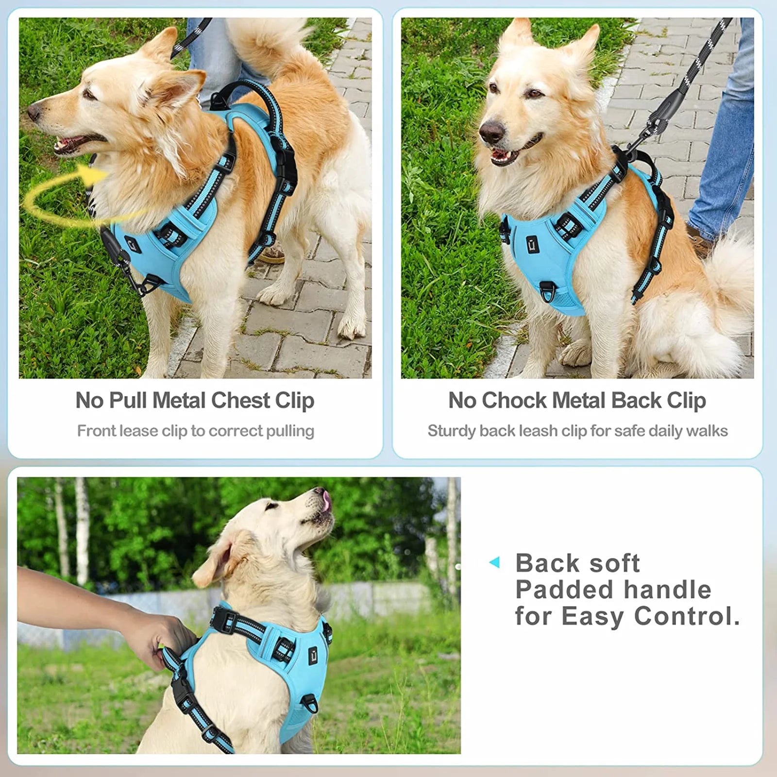 No-Pull Reflective Dog Harness – Adjustable Soft Padded Vest with Easy Control Handle