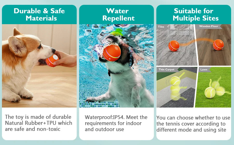 2025 Newly Upgraded Pet Droid Interactive Dog Toy Dog Ball Durable Motion Activated Automatic Rolling Ball Toys USB Rechargeable