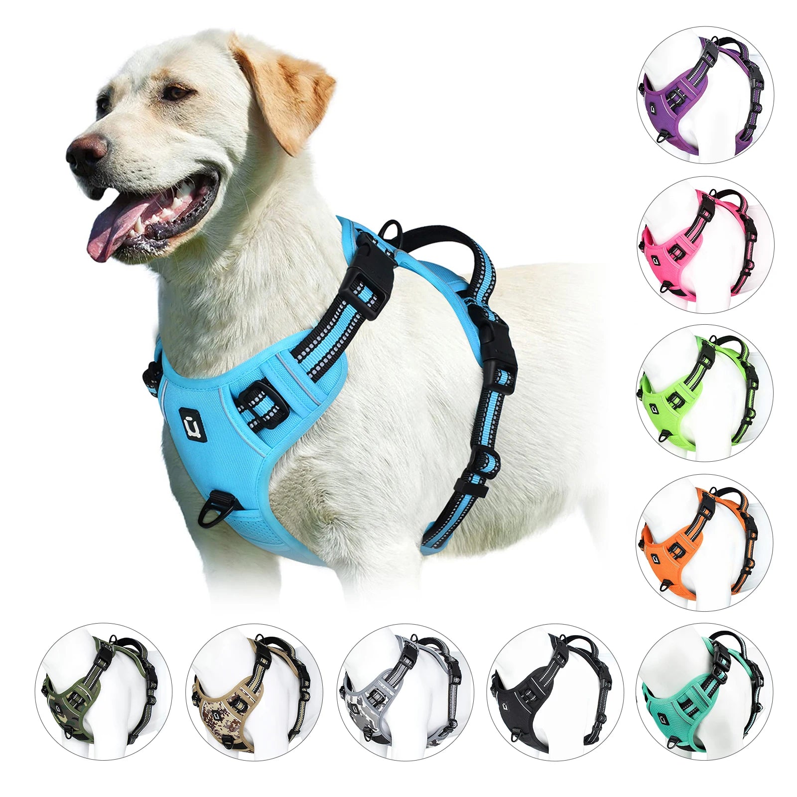 No-Pull Reflective Dog Harness – Adjustable Soft Padded Vest with Easy Control Handle