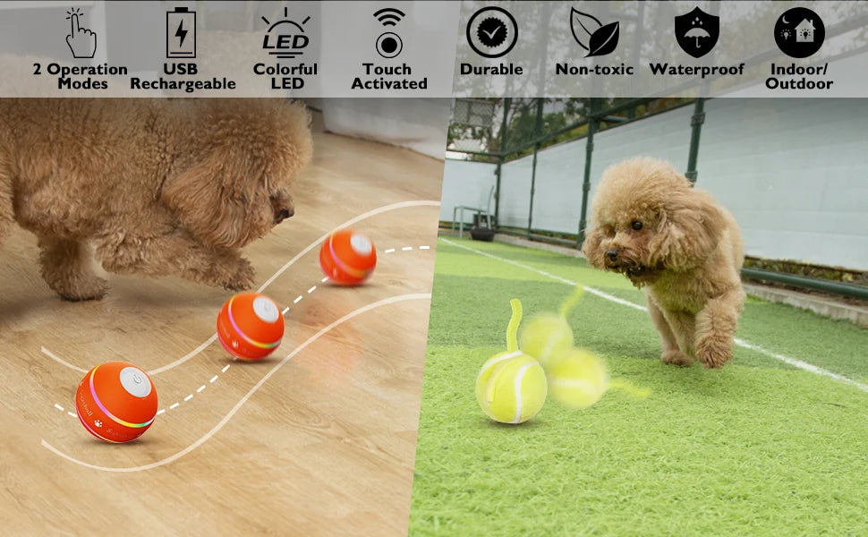 2025 Newly Upgraded Pet Droid Interactive Dog Toy Dog Ball Durable Motion Activated Automatic Rolling Ball Toys USB Rechargeable