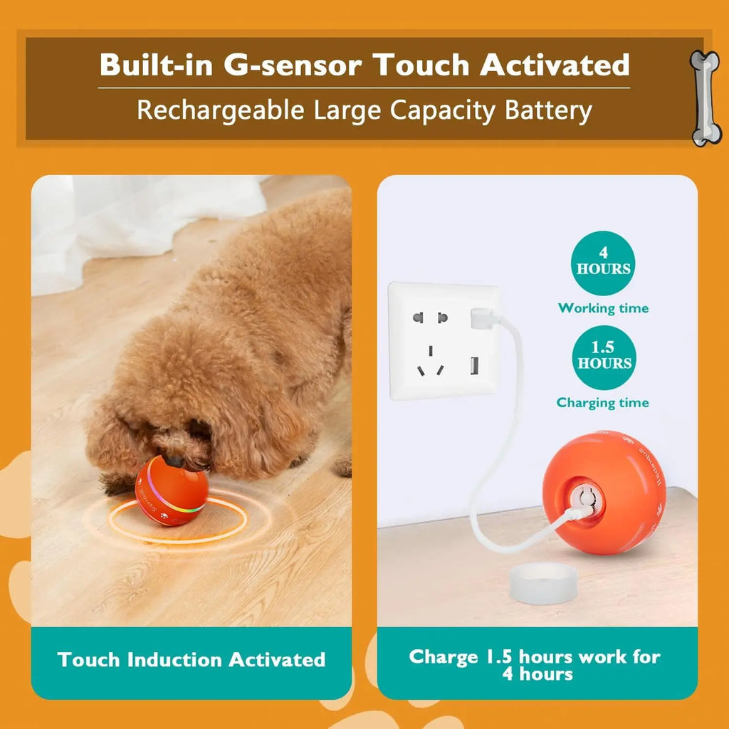 2025 Newly Upgraded Pet Droid Interactive Dog Toy Dog Ball Durable Motion Activated Automatic Rolling Ball Toys USB Rechargeable