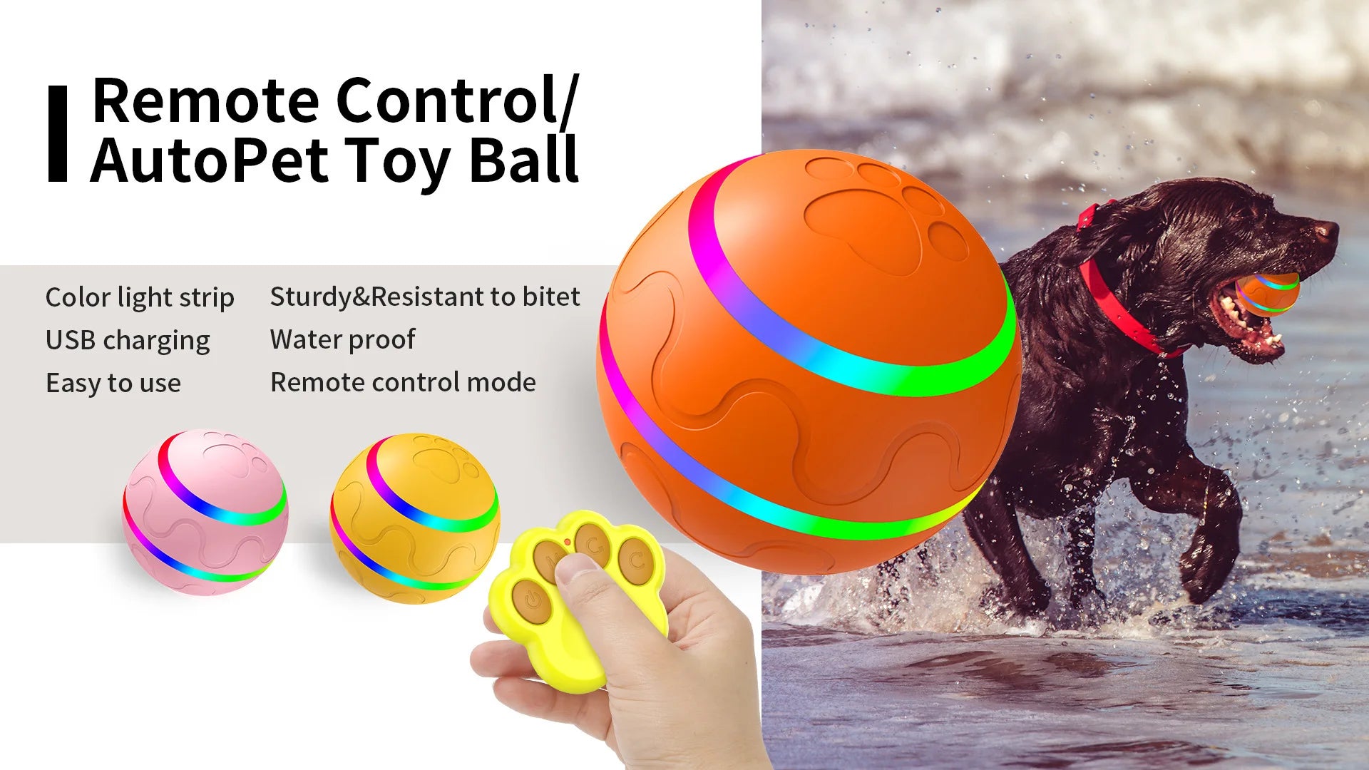 2025 Newly Upgraded Pet Droid Interactive Dog Toy Dog Ball Durable Motion Activated Automatic Rolling Ball Toys USB Rechargeable